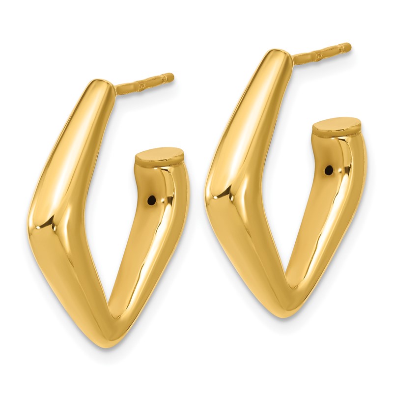 14K Polished Hollow J-Hoop Post Earrings