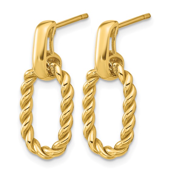 Leslie's 14K Polished and Twisted Oval Link Dangle Post Earrings