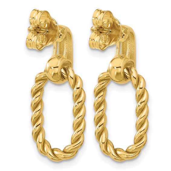 Leslie's 14K Polished and Twisted Oval Link Dangle Post Earrings