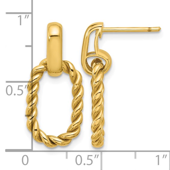 Leslie's 14K Polished and Twisted Oval Link Dangle Post Earrings