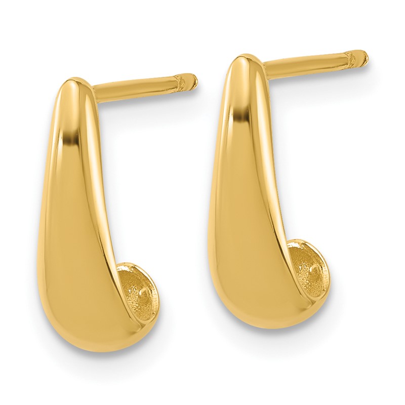 14K Polished J-Hoop Post Earrings