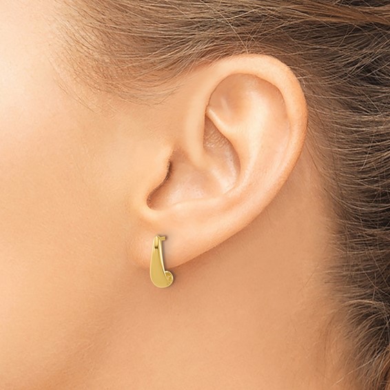 Leslie's 14K Polished J-Hoop Post Earrings