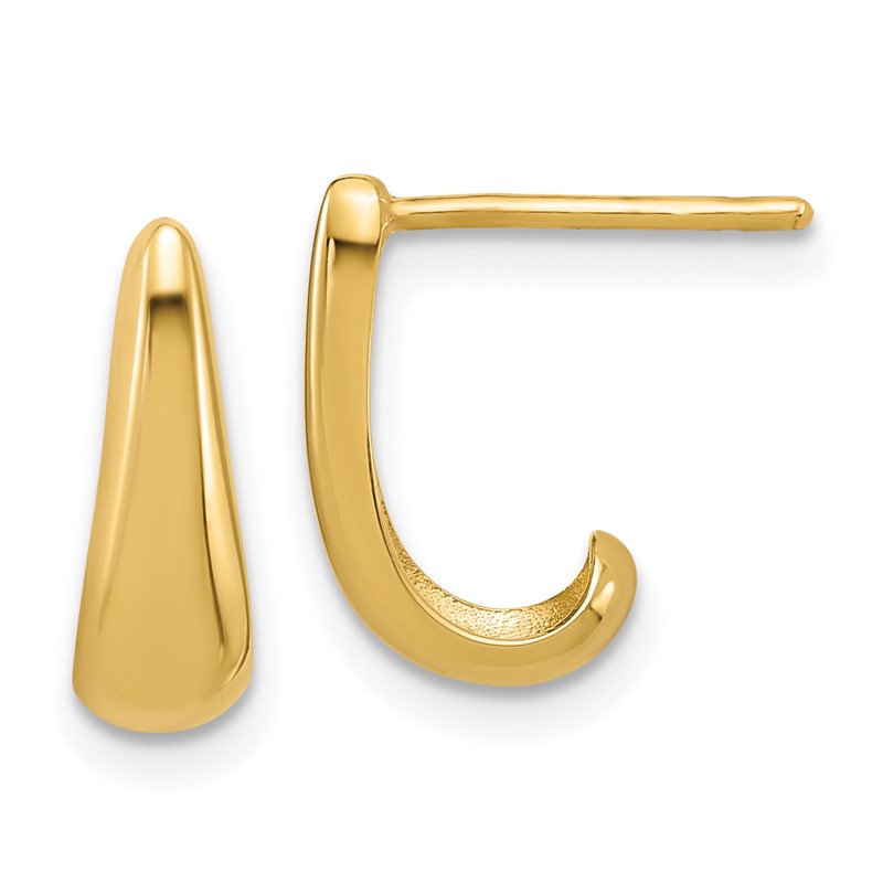 14K Polished J-Hoop Post Earrings