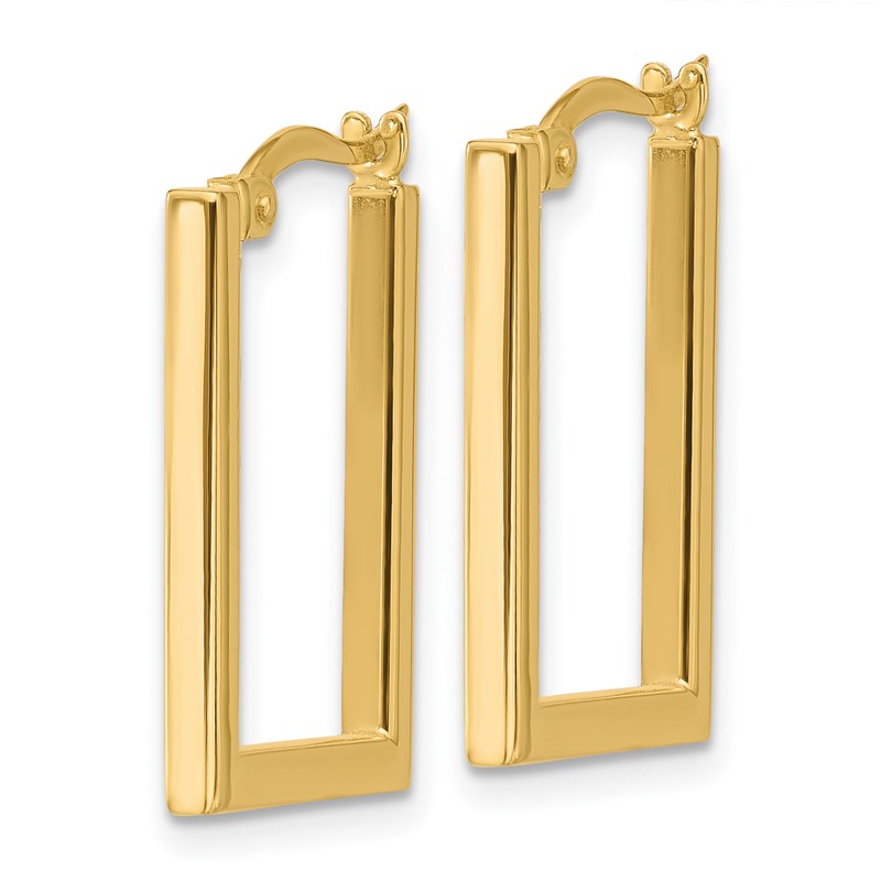 14K Polished Rectangle Hoop Earrings