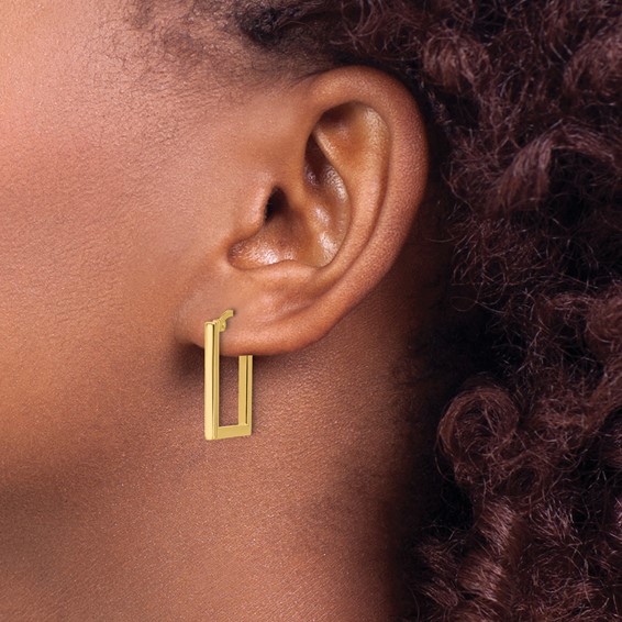 Leslie's Gold Polished Rectangle Hoop Earrings