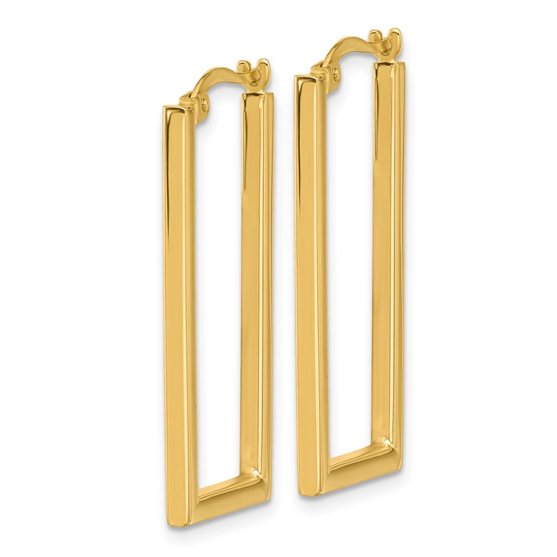 14K Polished Rectangle Hoop Earrings