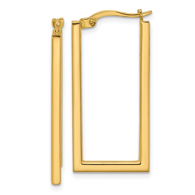 14K Polished Rectangle Hoop Earrings