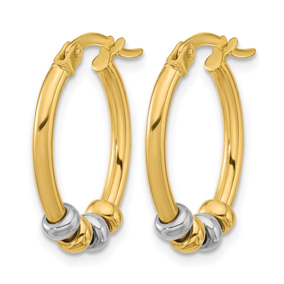 Leslie's Gold Polished with Beads Hoop Earrings