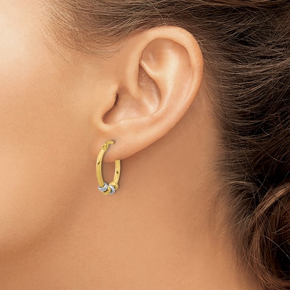 Leslie's Gold Polished with Beads Hoop Earrings