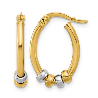 Leslie's Gold Polished with Beads Hoop Earrings