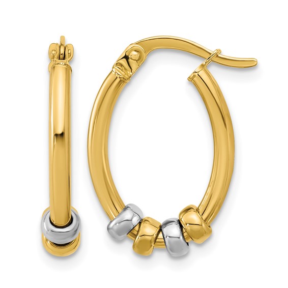 Leslie's Gold Polished with Beads Hoop Earrings