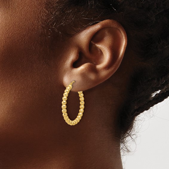 Leslie's Gold Polished Beaded Hoop Earrings