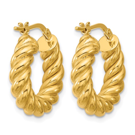 Leslie's Gold Polished and Twisted Hoop Earrings