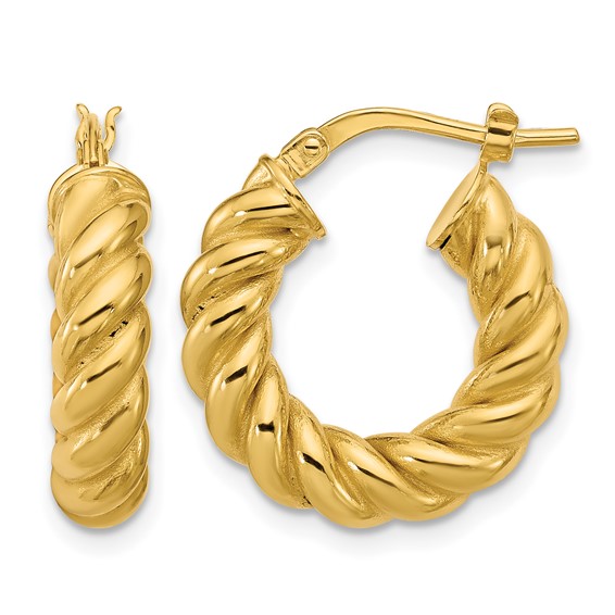 Leslie's Gold Polished and Twisted Hoop Earrings