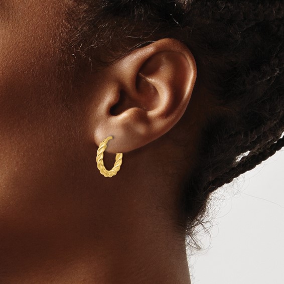 Leslie's Gold Polished and Twisted Hoop Earrings
