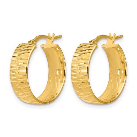 Leslie's 14K Polished and Diamond-cut Round Hoop Earrings