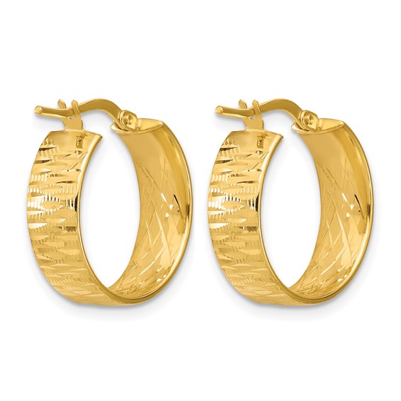 Leslie's 14K Polished and Diamond-cut Round Hoop Earrings