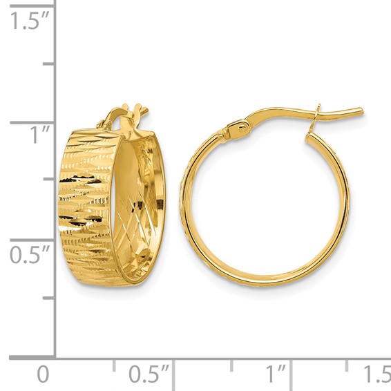 Leslie's 14K Polished and Diamond-cut Round Hoop Earrings