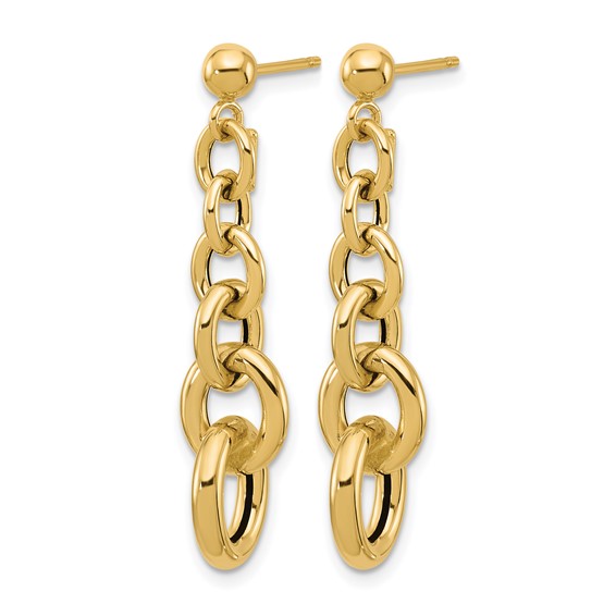 Leslie's 14K Polished Fancy Circle Link Dangle Post Earrings