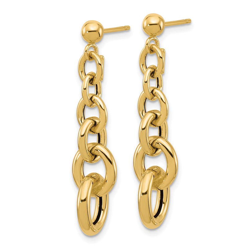 14K Polished Fancy Circle Link Dangle Post Earrings