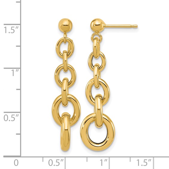 Leslie's 14K Polished Fancy Circle Link Dangle Post Earrings