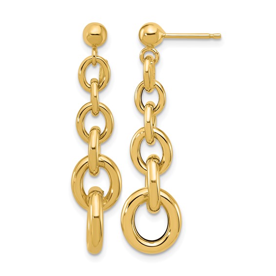 Leslie's 14K Polished Fancy Circle Link Dangle Post Earrings