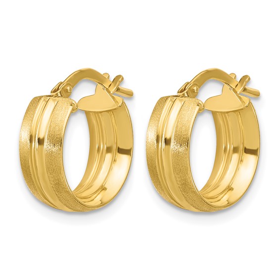 Leslie's Gold Polished and Satin Grooved Hoop Earrings