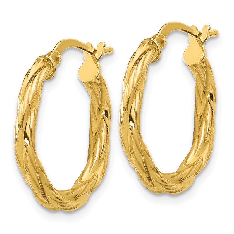 14K Polished Twisted Round Hoop Earrings