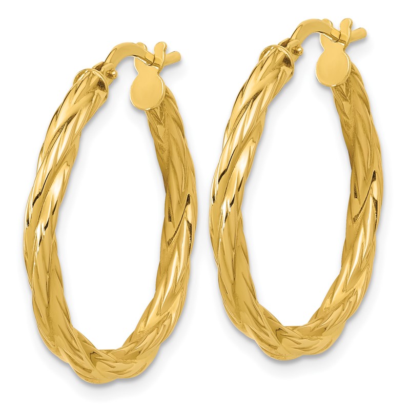 14K Polished Twisted Round Hoop Earrings