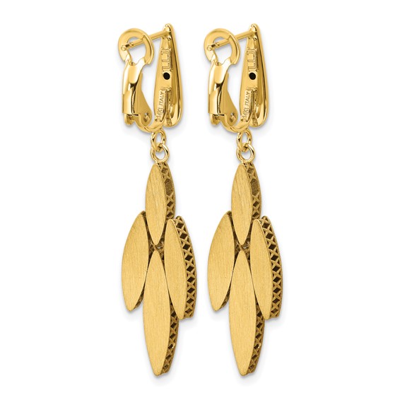 Leslie's 14K Two-tone Polish/Dia-cut Fancy Dangle Omega Earrings