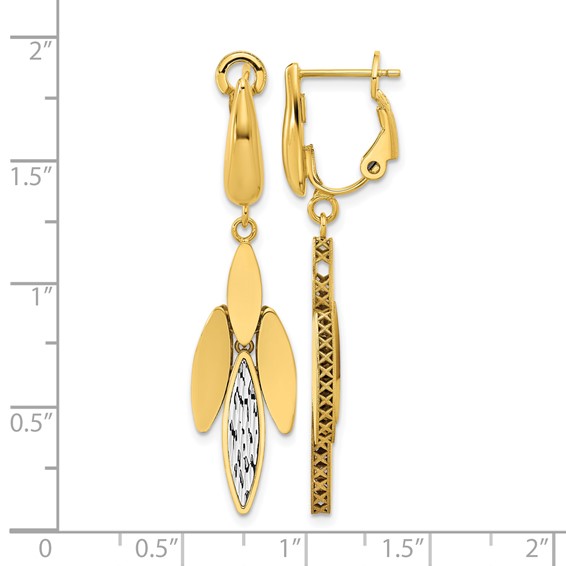 Leslie's 14K Two-tone Polish/Dia-cut Fancy Dangle Omega Earrings