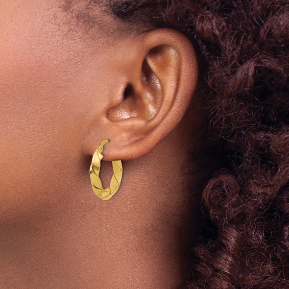 Leslie's Gold Polished and Twisted Hoop Earrings