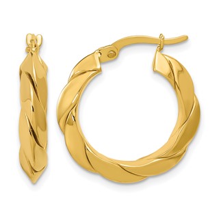 Leslie's Gold Polished and Twisted Hoop Earrings