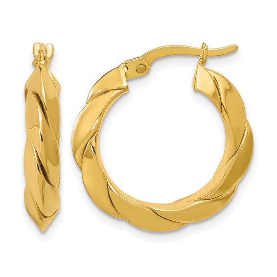 Leslie's Gold Polished and Twisted Hoop Earrings