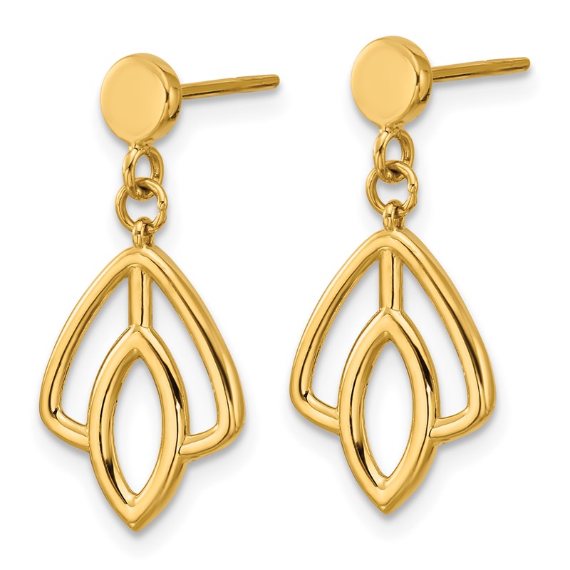 14K Polished Floral Dangle Post Earrings