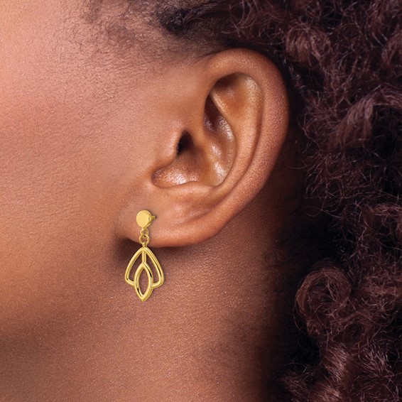 Leslie's 14K Polished Floral Dangle Post Earrings