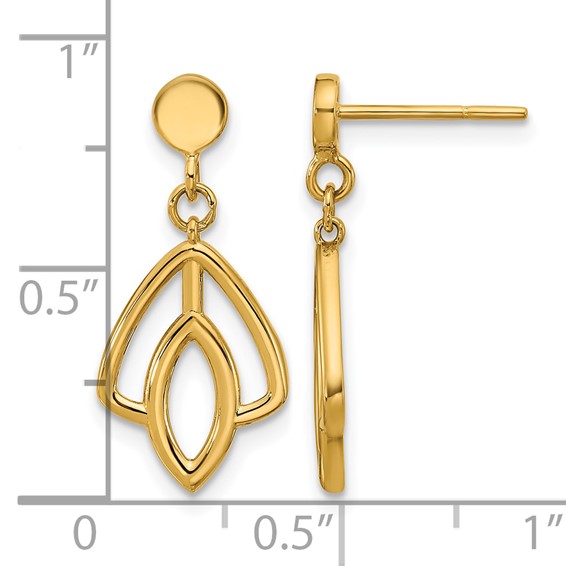 Leslie's 14K Polished Floral Dangle Post Earrings