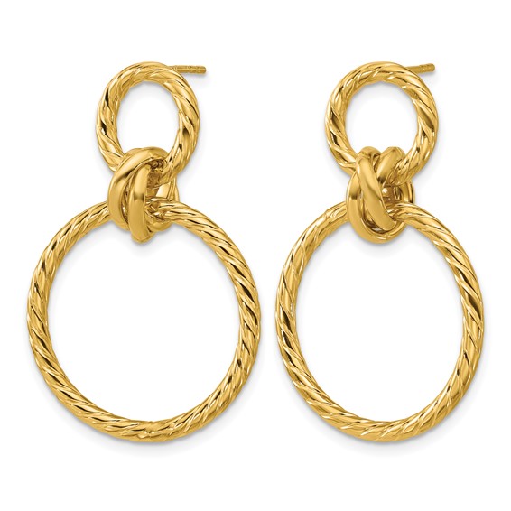 Leslie's 14K Polished and Twisted Circles Dangle Post Earrings