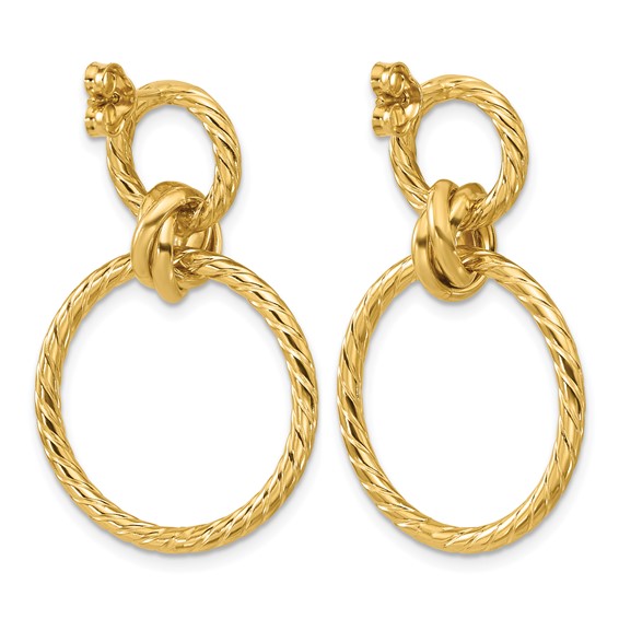 Leslie's 14K Polished and Twisted Circles Dangle Post Earrings
