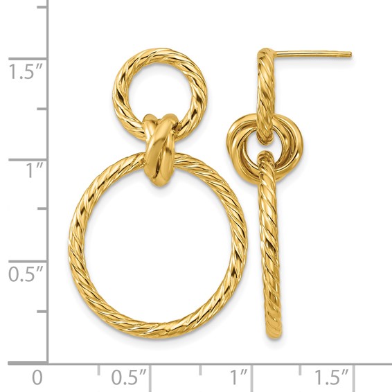 Leslie's 14K Polished and Twisted Circles Dangle Post Earrings