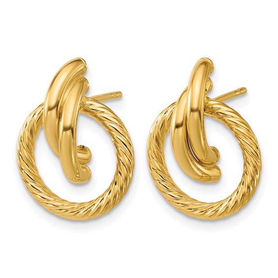 Leslie's 14K Polished and Twisted Circles Drop Post Earrings
