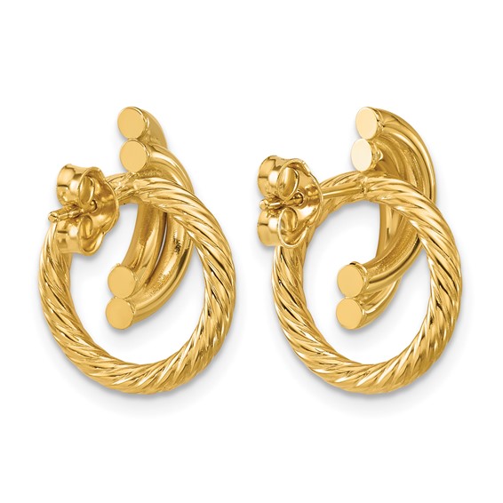 Leslie's 14K Polished and Twisted Circles Drop Post Earrings