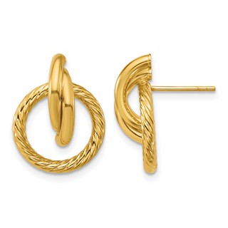 Leslie's 14K Polished and Twisted Circles Drop Post Earrings