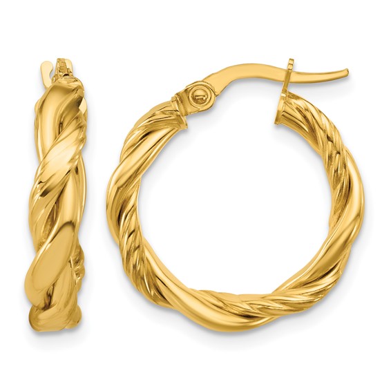 Leslie's Gold Polished and Twisted Hoop Earrings