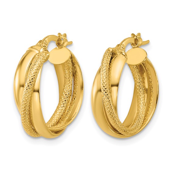 Leslie's Gold Polished  and Textured Hoop Earrings