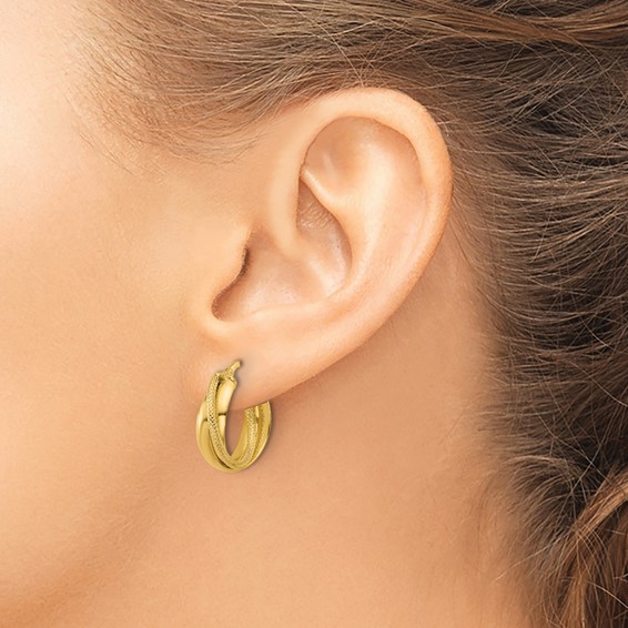 Leslie's Gold Polished  and Textured Hoop Earrings