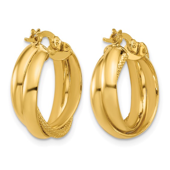 Leslie's Gold Polished  and Textured Hoop Earrings