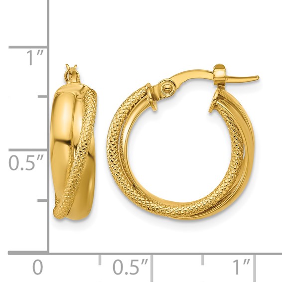 Leslie's Gold Polished  and Textured Hoop Earrings
