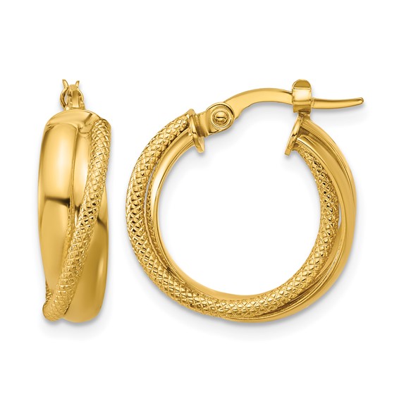 Leslie's Gold Polished  and Textured Hoop Earrings