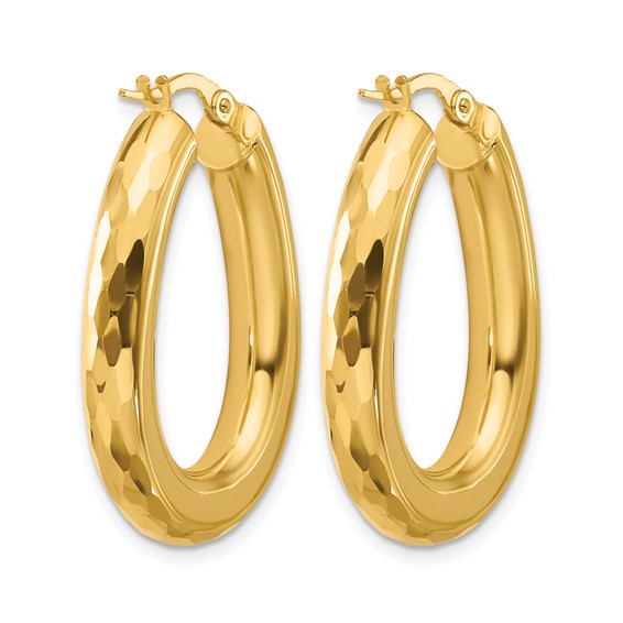 Leslie's 14K Polished and Diamond-cut Oval Hoop Earrings